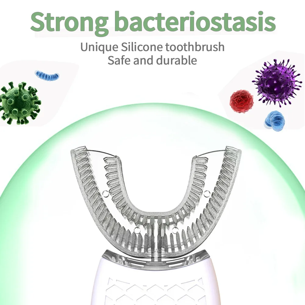 Người Lớn Sonic Bàn Chải Đánh Răng Điện Hình Chữ U 360 Độ Tự Động Siêu Sonic Răng Bàn Chải Sạc USB Làm Trắng Răng Bàn Chải Đánh Răng