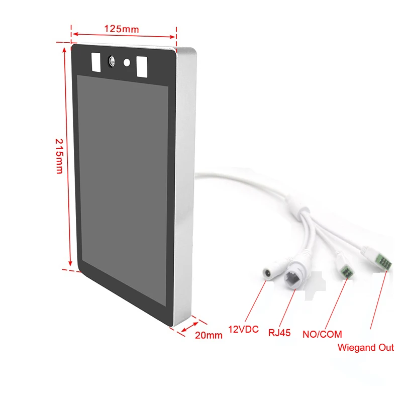 8 inch TCP/IP Dynamic face recognition Thermal time attendance access control 2.0 MP camera 50000 faces temperature detection