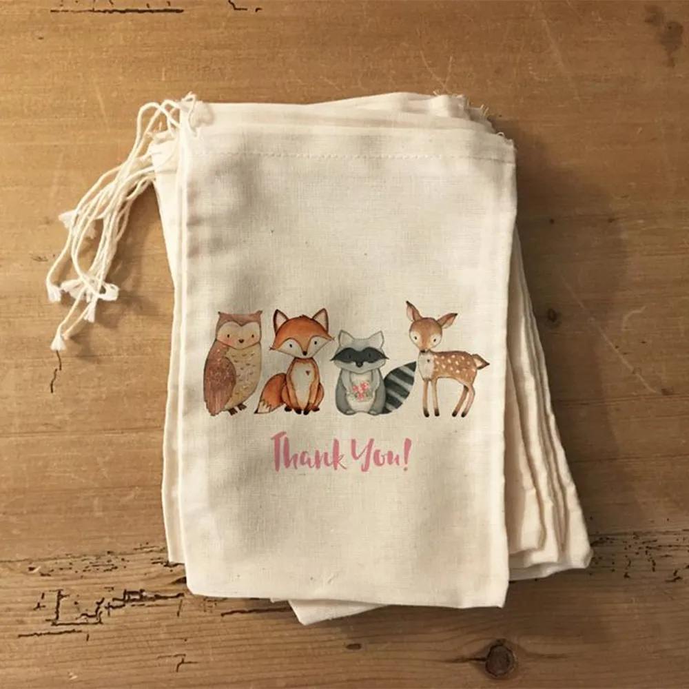 

15pcs Custom Animals Birthday Favor Bags Candy Bags Gift Bags Forest Baby Shower Favor Bags Woodland Animals Party Deco