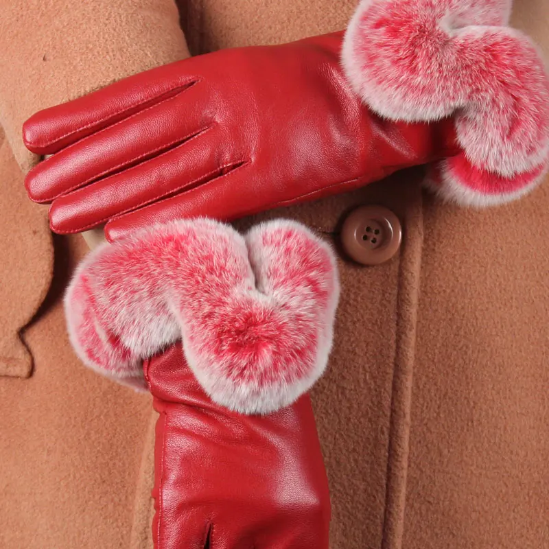 women Winter riding warmth and velvet Leather gloves waterproof touch screen cold-proof leather gloves Touched Screen luvas