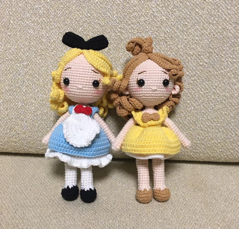 Knitting Dolls Hand Cinderella Snow White princess doll Dolls Crochet Yarn  Handmade Knitted Toy finished Knit FabricToy present