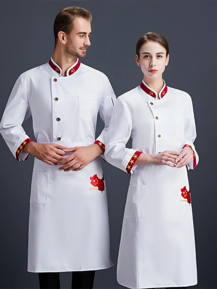 Chef's JACKET แขนยาวอาหารบริการชุดฤดูใบไม้ร่วงและฤดูหนาวโรงแรมโรงอาหาร Workclothes เค้ก Baker ครัวทำอาหารเครื่องมือ