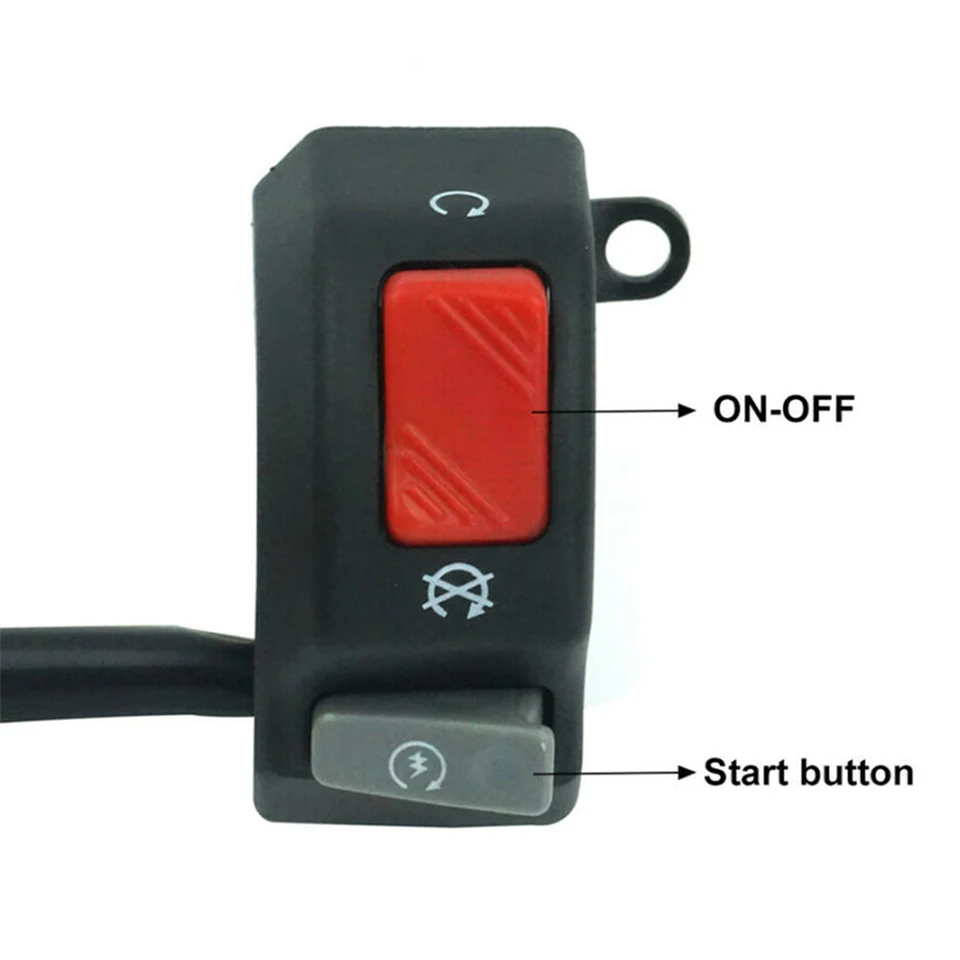 Nikou Motorhoornschakelaar – 7/8 Inch Universeel Stuur, Met Rode Knop, Kabel 67,5 Cm, Voor Motor En ATV