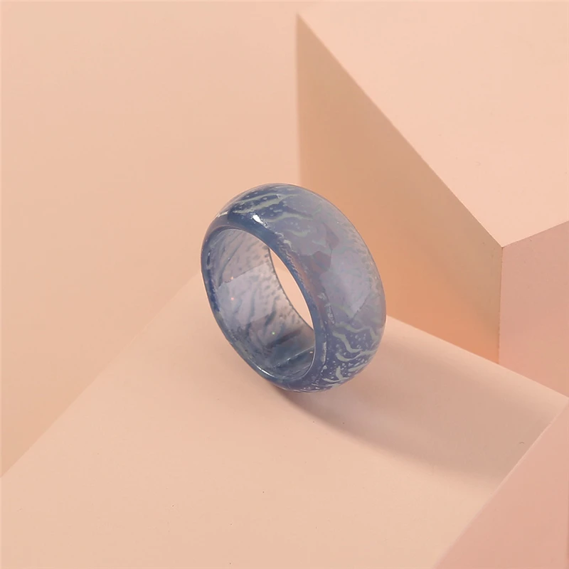 Tree of Life Luminous Resin Ring Blue Pink Glow Inlay Green Background Men Women Fluorescent Glowing Rings Jewelry Dropship