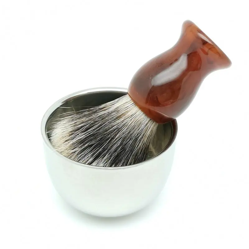 TEYO Two Band Silvertip Finest Badger Hair Shaving Brush and Shaving Cup Set Perfect for Man Wet Shave Cream Double Edge Razor