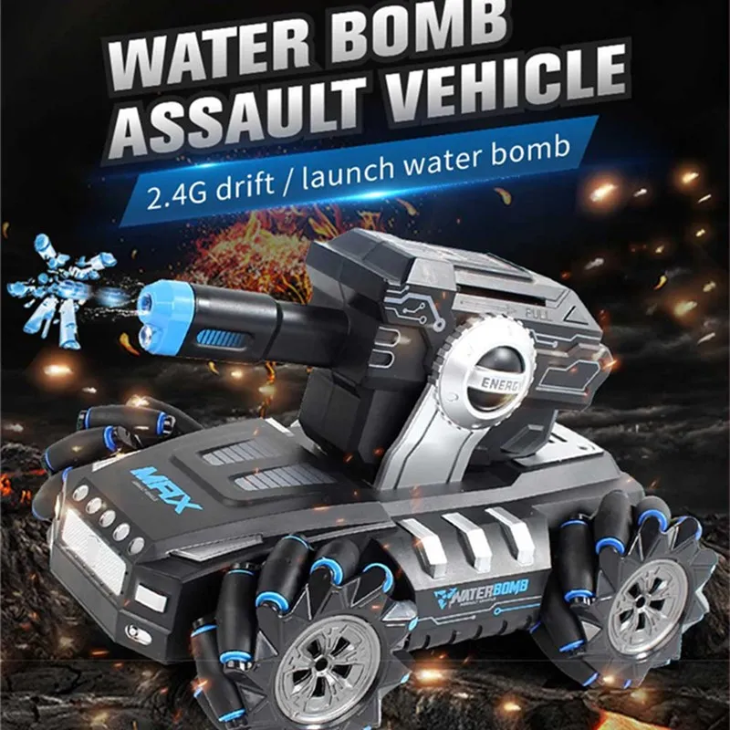 Multifunctional RC Tank Dual Mode Remote Control Gesture Control Launching Water Bombs 360 Degree Drift Remote Control Tank Toy