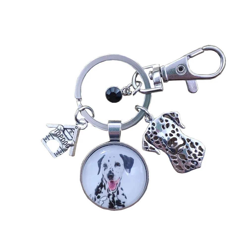 Dalmatian Akita Australian Shepherd Dog Animal Keychain Time Gem Pet Lover Key Ring Men Male Women Trendy Cute Fashion Gift