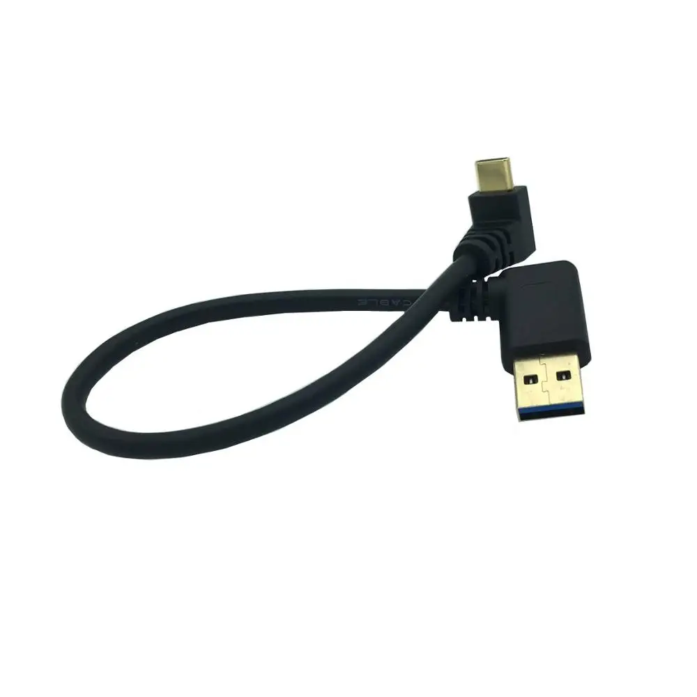 Gold Plated 90 degree Left Angle USB 3.0 (Type-A) Male to USB3.1 (Type-C)Male  Up/Down Angle USB Data Sync