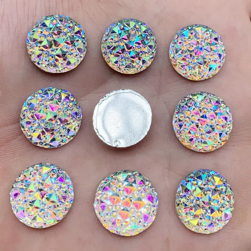 Each size Crystal AB Resin Flatback Rhinestones Round Crystal Stones Non Hotfix Scrapbook Strass for DIY Crafts -HB39