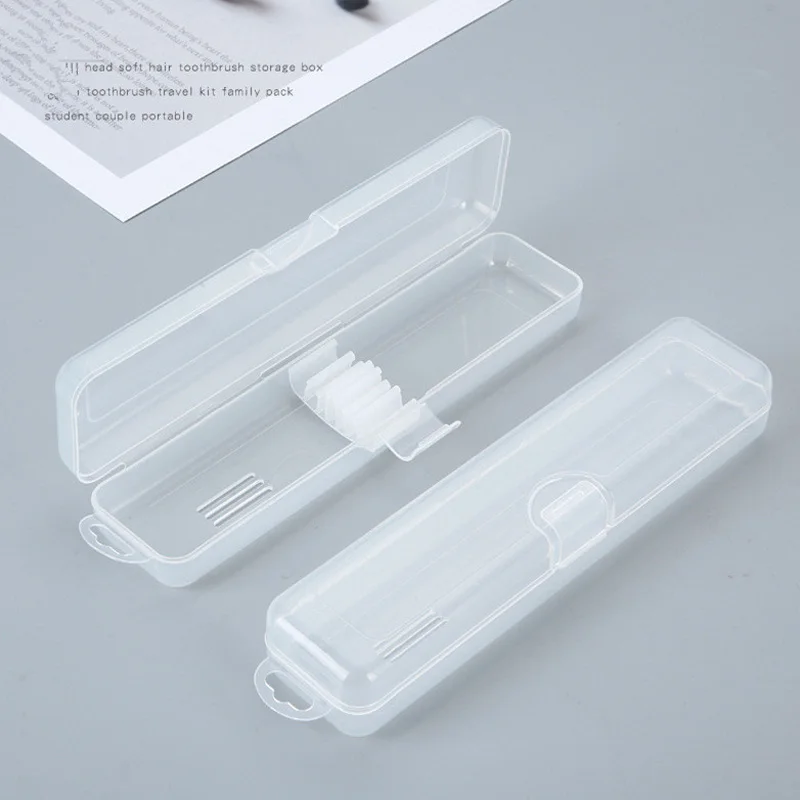 100Pcs/Lot Transparent Flip Portable Tableware Box Cosmetic Brush Spoon Fork Storage Box hook Children's Toothbrush boxes