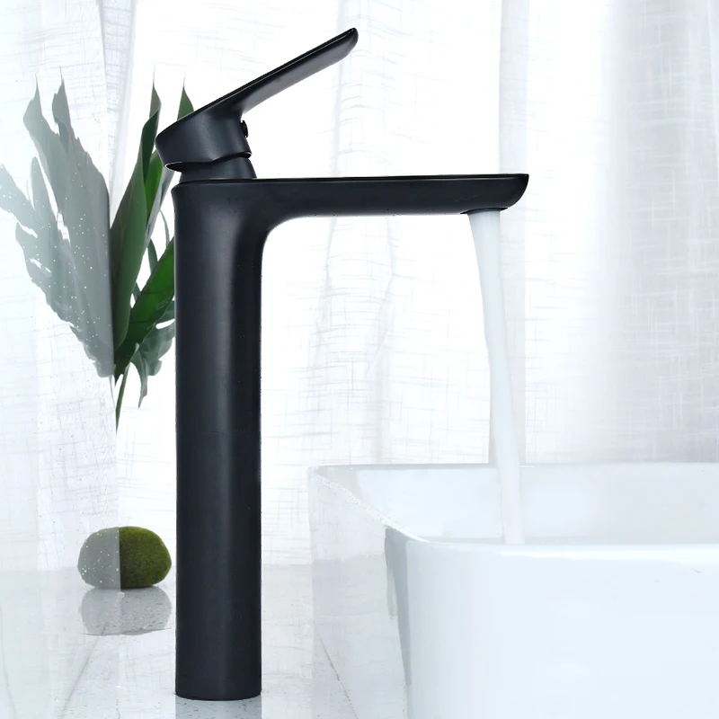 

Basin Faucet Cold And Hot Black Single Handle Bathroom Faucet Elegant Water Mixer Taps Deck Mounted Basin Sink Faucet