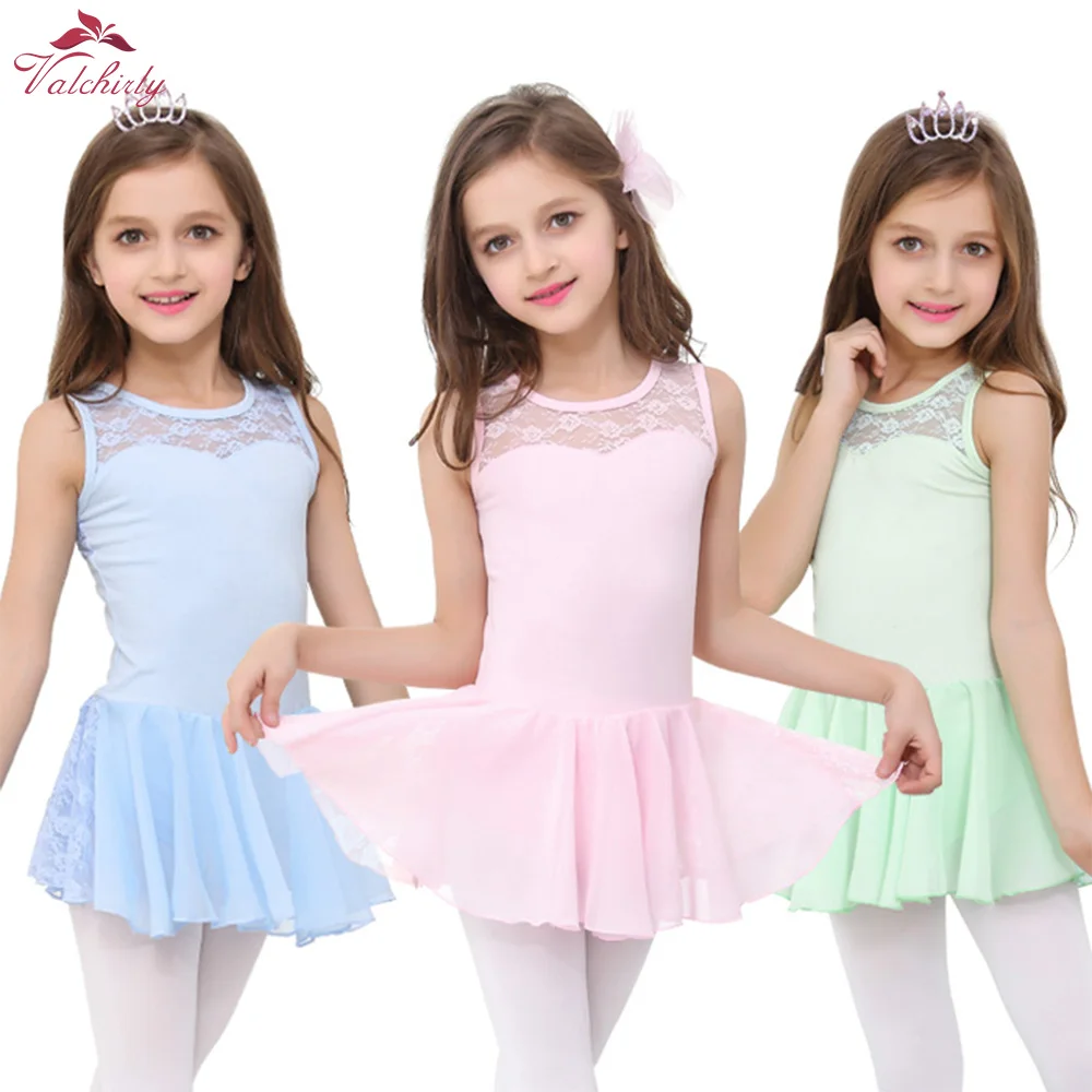 New Sleeveless Girls Ballet Dress Flower Lace Ballerina Dancewear Toddler Kids Dance Costume