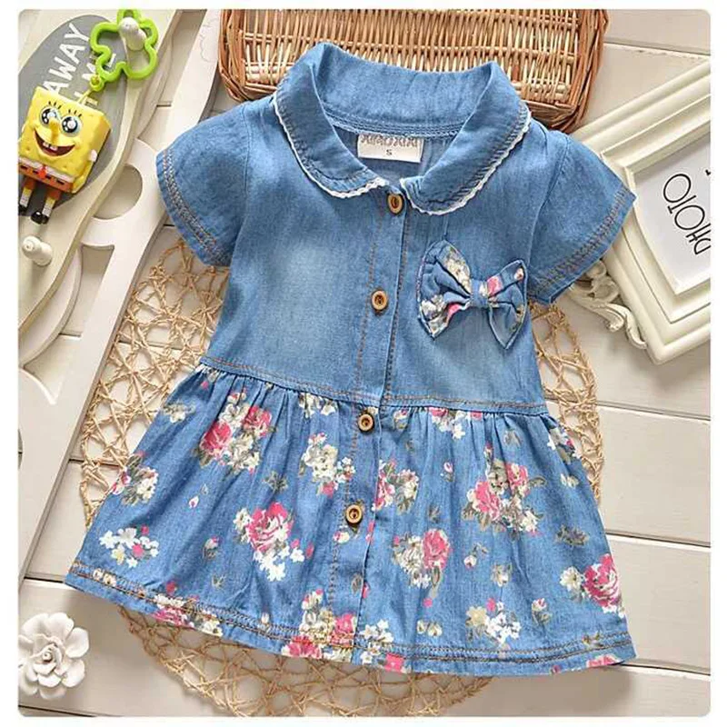 IENENS Kids Baby Girls Cute Dress Clothes Infant Toddler Girl Cotton Children's Wears Denim Clothing Skirt Dresses 1 2 3 Years