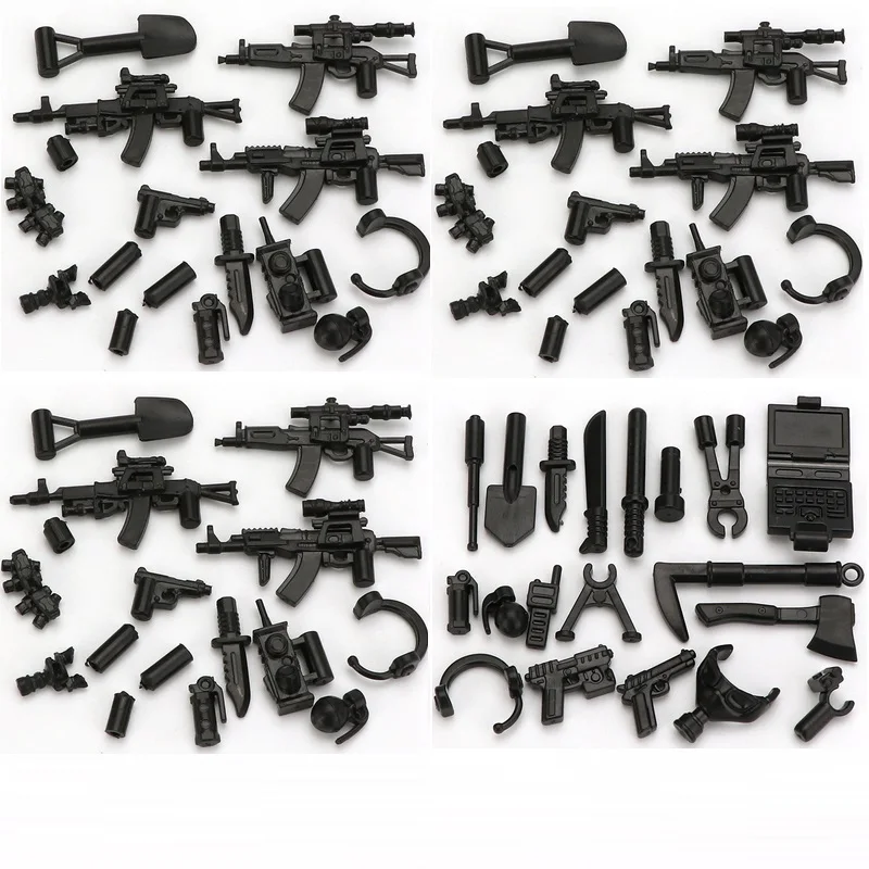 Locking MOC Military Weapon Guns Series Building Blocks Brick Toys For Kids City SWAT Police Guns Pack Army WW2 Accessories