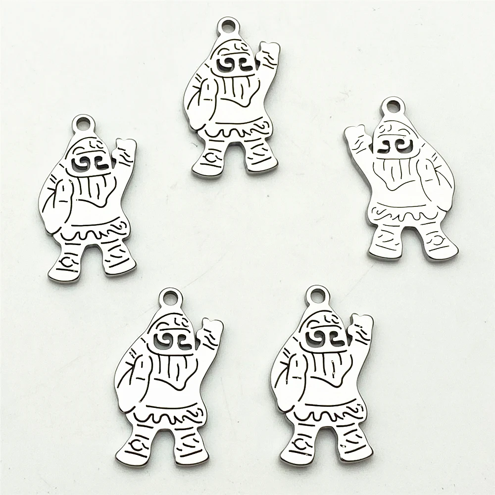 Father Christmas Xmas Style Charm 10pcs 2Side pattern Santa Claus pendant Stainless Steel Fit Jewelry Handmade Diy Jewelry Make