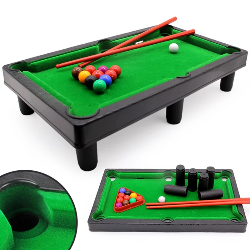 77HC Mini Pool Table Tabletop Desktop Billiards Snooker Game with 2 Sticks & Balls Home Office Desk Stress Relief Games