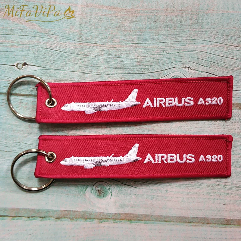 MiFaViPa Red Airbus A330 Fashion Trinket Keychain Airbus 320 Brooch Embroidery Aviation Key Chain for Men Crew Gift Luggage Tag