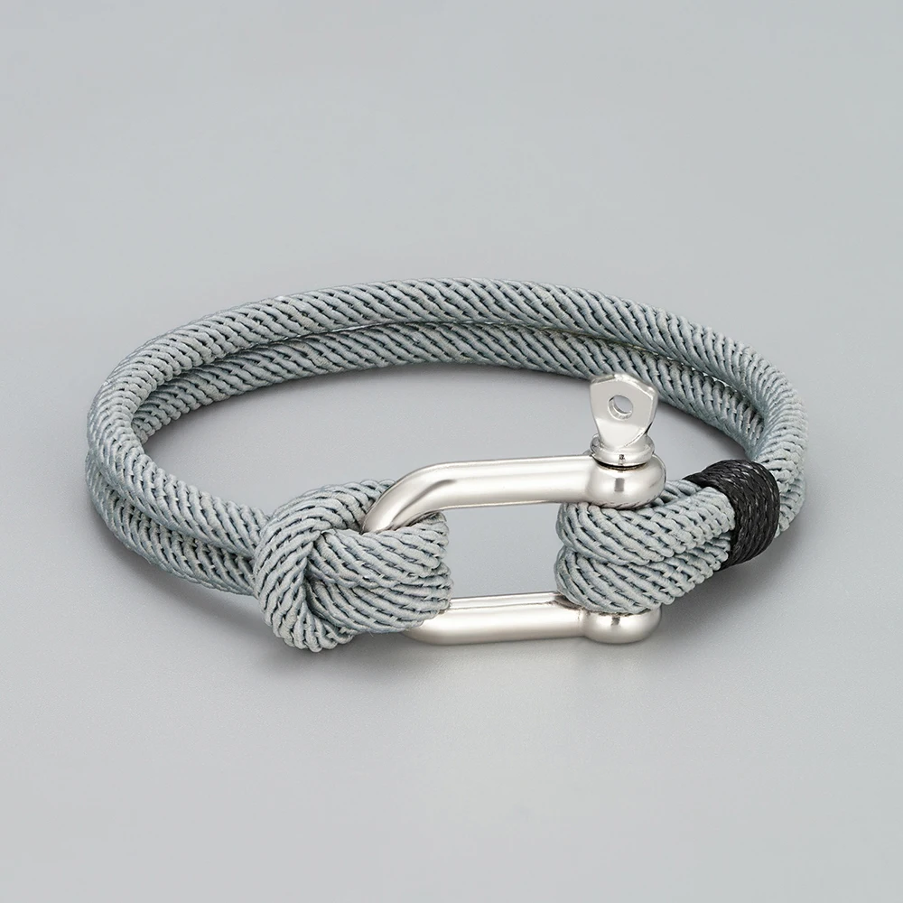 VOQ 2021 Summer Outdoor Style Milan Rope Bracelets Stainless Steel U-shaped D-shaped Buckle Bracelet Fashion Simple Jewelry