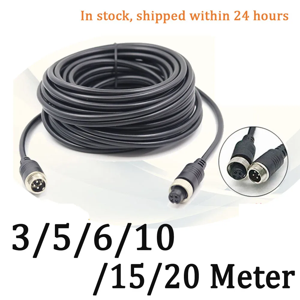 

4-Pin Aviation Video Extension Cable 3M 5M 6M 7M 8M 10M 15M 20M for CCD Reversing Camera Camper Trailer Shipped within 24 hours