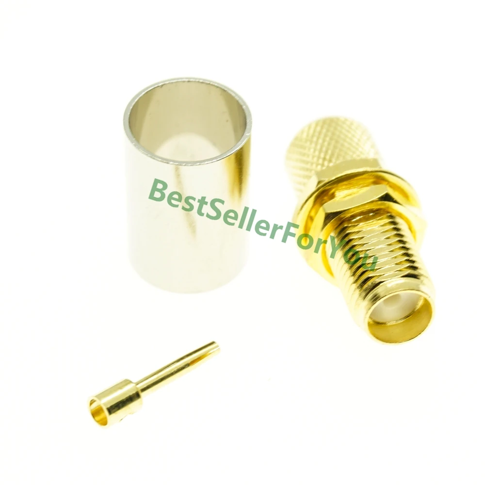 SMA Connector Female Jack Bulkhead Nut Crimp For RG5 RG6 5D-FB LMR300 Cable Straight RF Connector