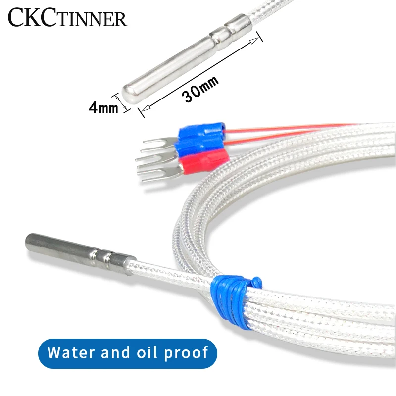 Stainless Steel PT100 Temperature Sensor Thermocouple with 0.5/1/2/3/4/5M Cable Temperature sensing high temperature waterproof