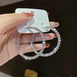 BLIJERY Gold Silver Color Korean Starry Hoop Earrings New Trendy Temperament Big Circle Earrings For Women Boucles d'oreilles