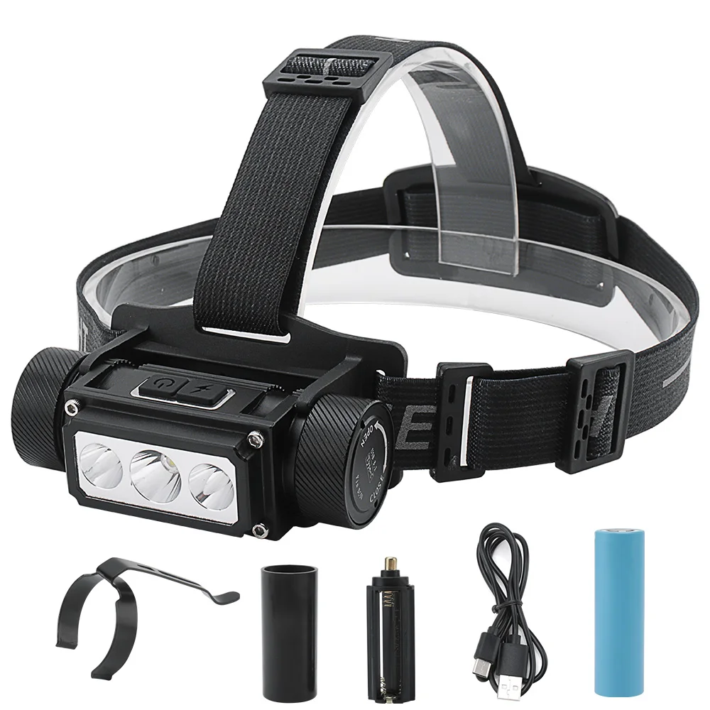 BORUiT B39 LED Headlamp Memory Function Headlight 5000LM 21700/18650 USB TYPE-C Rechargeable Head Torch Camping Hunting