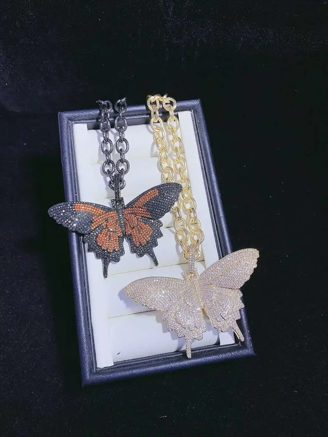 70x60mm Big Butterfly cubic zircon CZ Paved Connector Charms necklace pendant