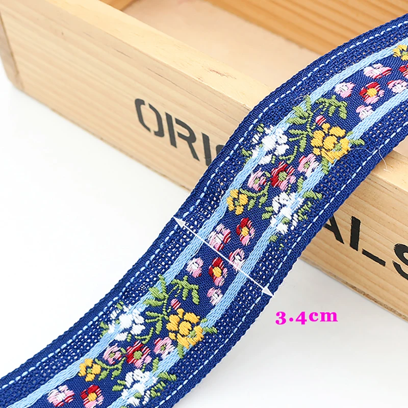 1M Flower Embroidery Ribbon Ethnic Lace Vintage Webbing Indian Boho Trimming DIY Clothes Bag Accessories Embroidered Fabric