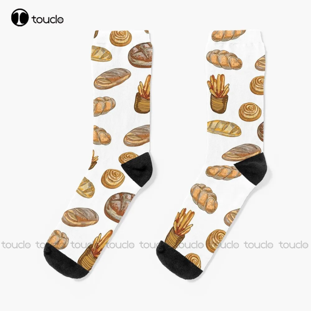 

Bunch Of Bread Socks Long Socks For Men Christmas Fashion New Year Gift Unisex Adult Teen Youth Socks 360° Digital Print Custom