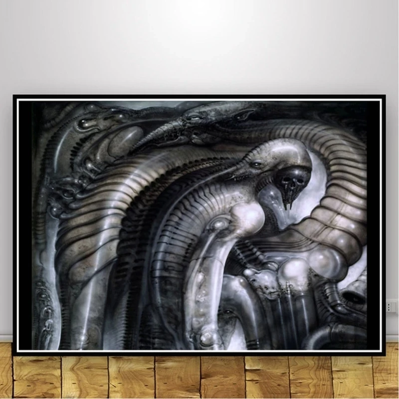 Prints Hr Giger Li Ii Abstract Alien Retro Poster Wall Art Picture Canvas Painting Modern Room Bedroom Home Decor Wall Stickers