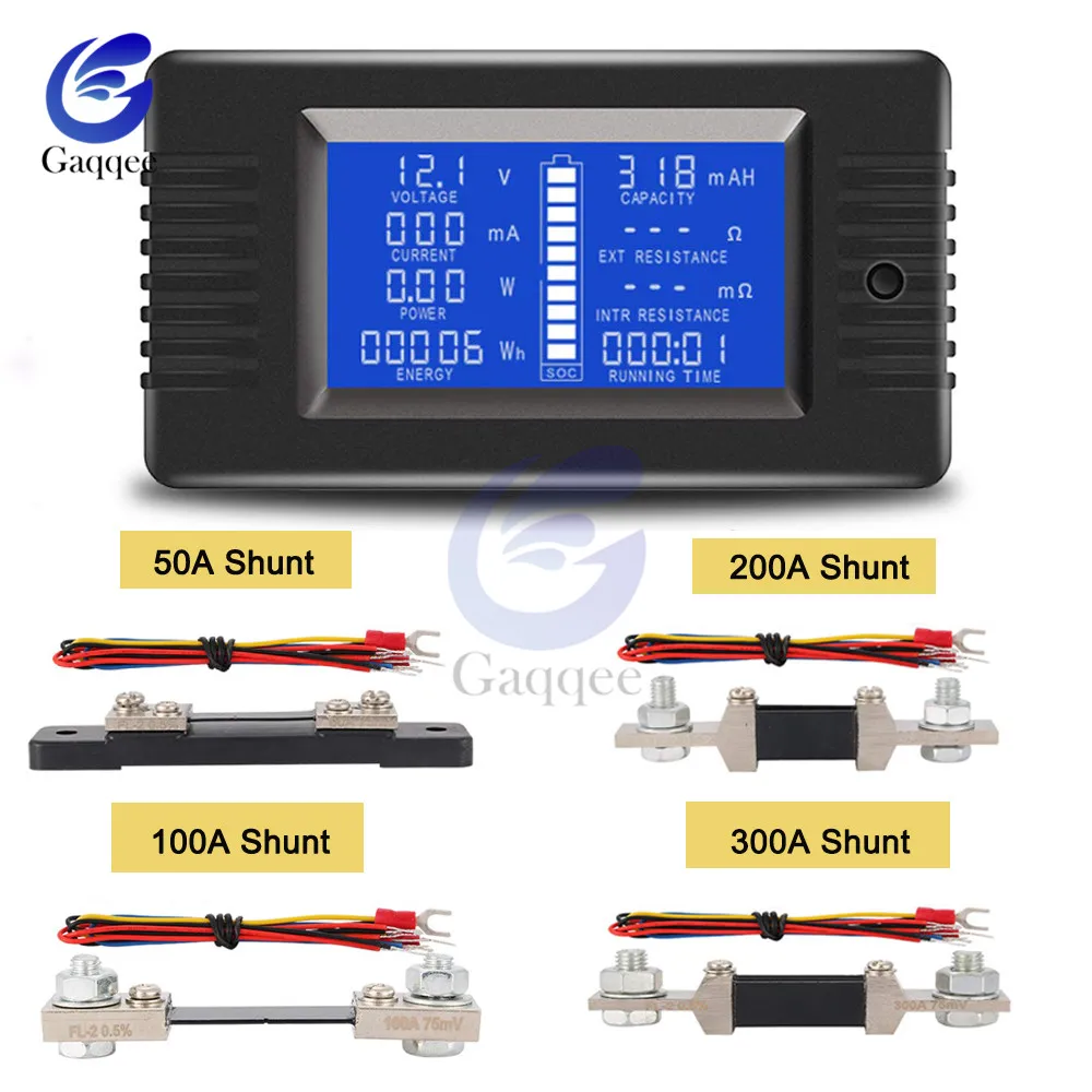 PZEM015 0-200V Car Battery Discharge Indicator Capacity Tester Power Energy Impedance Resistance Voltmeter 0-50A/100A /200A/300A