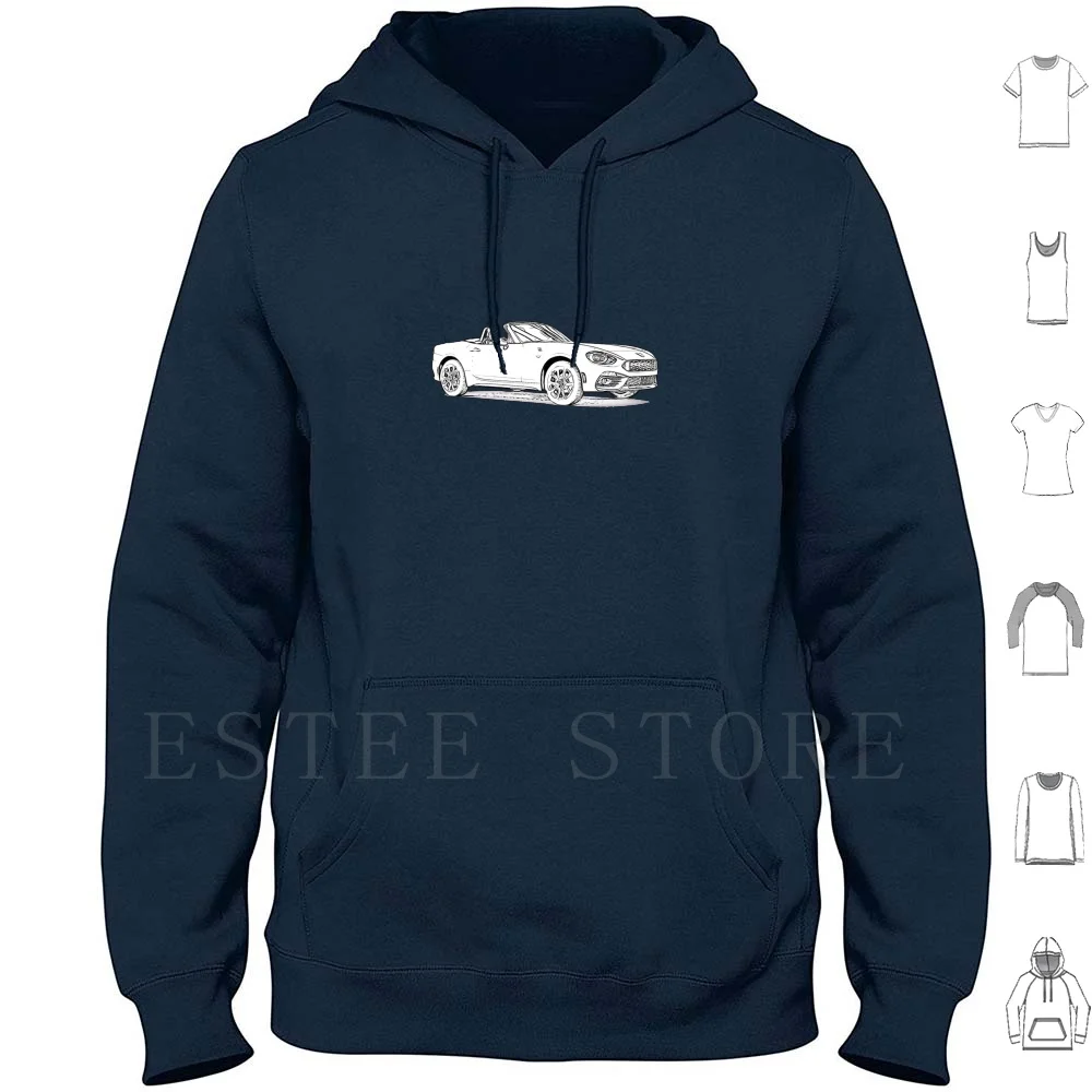 Abarth 124 Wireframe Hoodies Car V8 V10 V12 Cool Flag Engine Racing Sports Pagani Automotive Cute Cartoon Italian
