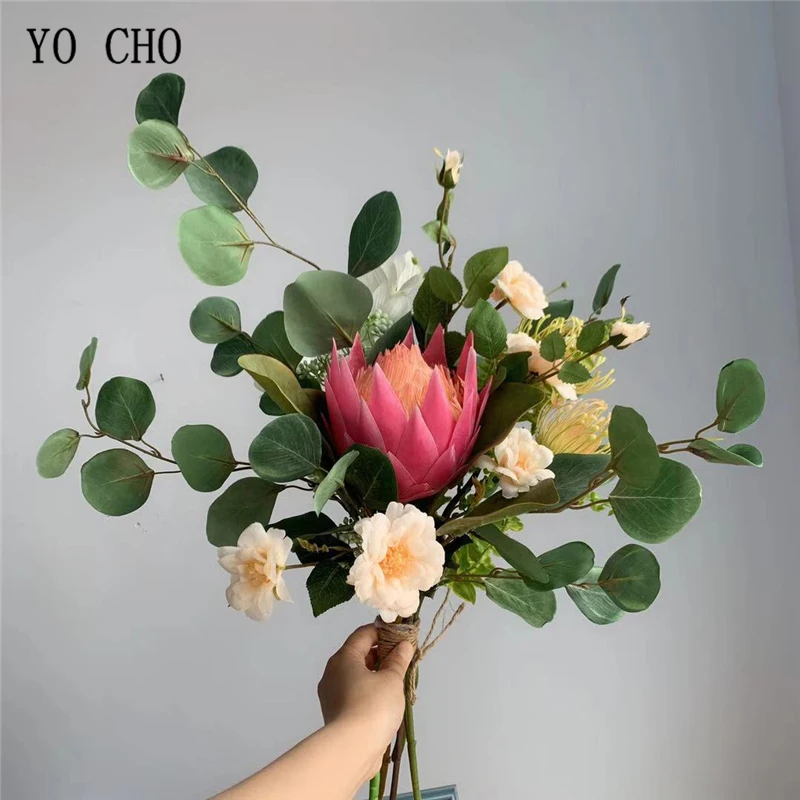 YO CHO  Artificial Flower Bouquet  Handmade Wedding Bouquet  Bridal Bouquets  Silk Rose  Monarch Flowers  Wedding Supplies