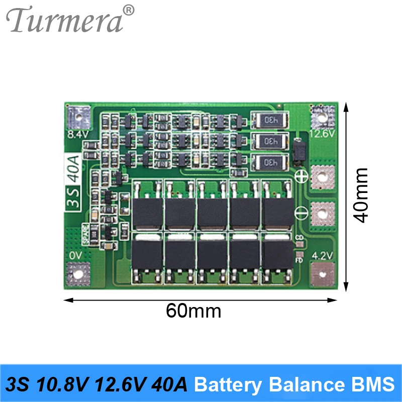 Balance BMS 3S 40A bateria litowa 18650 21700 26650 płyta ochronna 10.8V 12.6V dla wiertło do wkrętarki i reflektor użyj Turmera