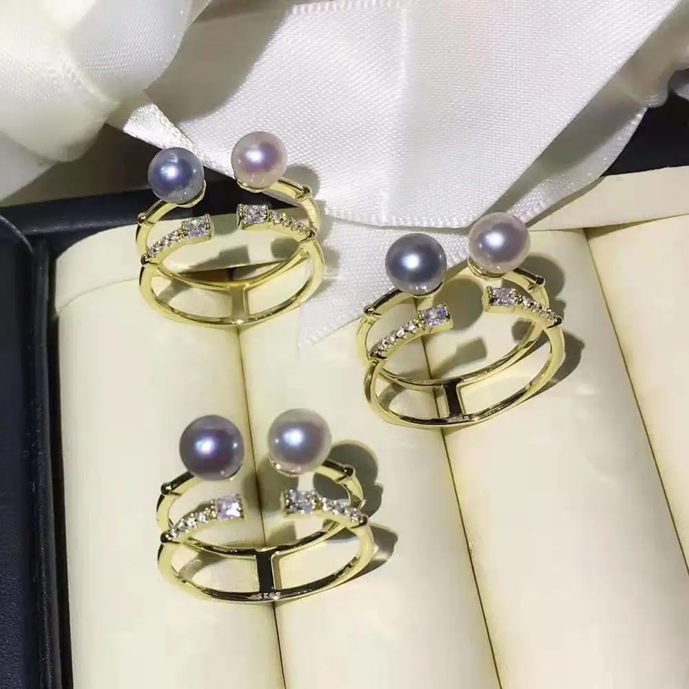 

THREE PEARLS 925 Sterling Silver Adjustable Ring Findings Mountings Settings Parts Fittings for Pearls Jade Coral Stones Bead