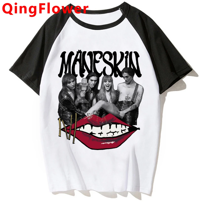 Hip Hop Rock Punk Maneskin Eurovision Italia T Shirt Men Harajuku Graphic Cartoon T-shirt Anime Funny Tshirt 90s Top Tees Male