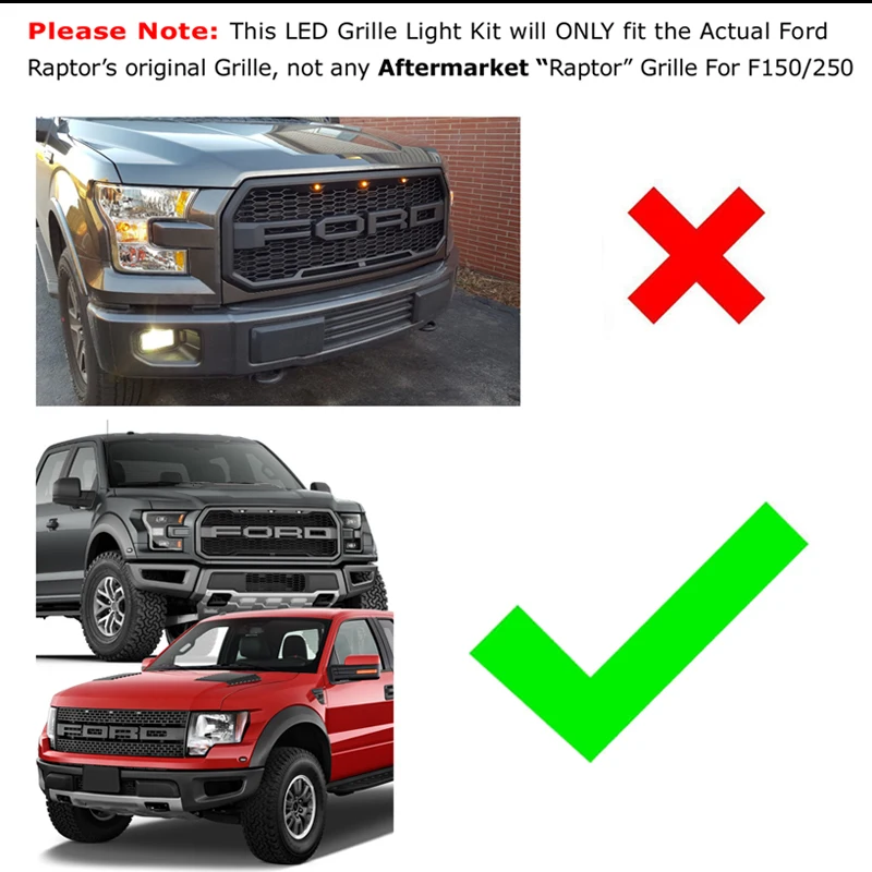 iJDM Front Grille Running Lights and Front/Rear Side Marker Lights for 2010-2014 Ford Raptor front bumper parking driving light