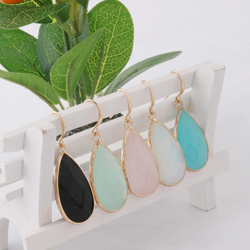 Drop Earrings Bohemia Crystal Earrings for Woman Natural Copper Brand Fashion Stone Long Earrings