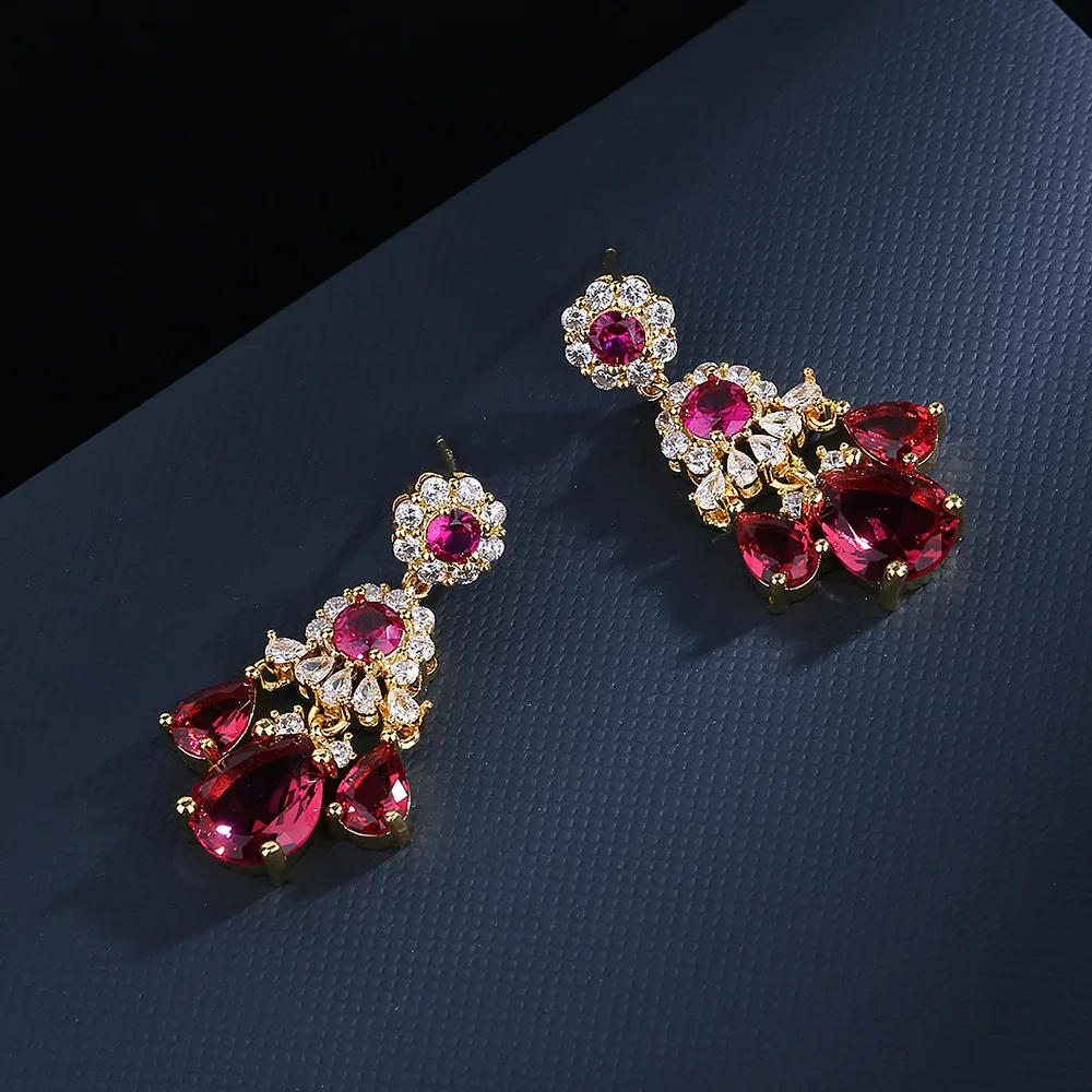 925 sterling silver fashion trend colorful diamond geometric earrings female party birthday earrings