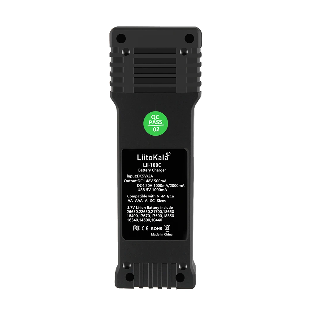 LiitoKala Lii-100C 18650 Battery Charger 2A Smart Charge USB 26650 18350 21700 26500 4.2V Li-ion Rechargeable Battery Charger