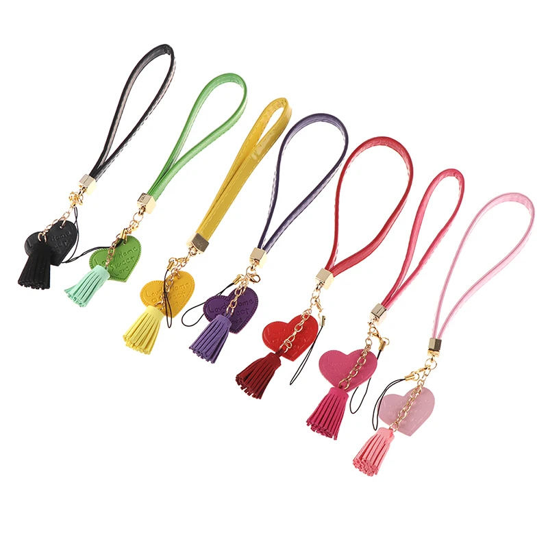 Love Heart Tassel Hand Wrist Lanyard Strap String For Phones For IPhone 7 8 X 6 For Xiaomi Camera USB Flash Drives Keychains