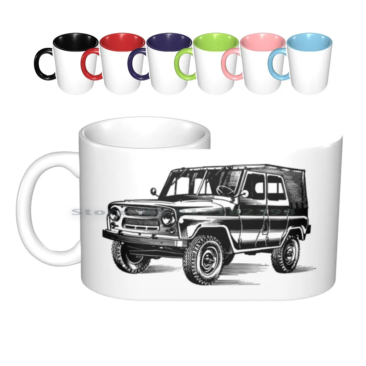 - Black Ceramic Mugs Coffee Cups Milk Tea Mug Off Road Car Geek Funny 4x4 Truck Russian Russia Soviet Soviet Union Ussr Unimog