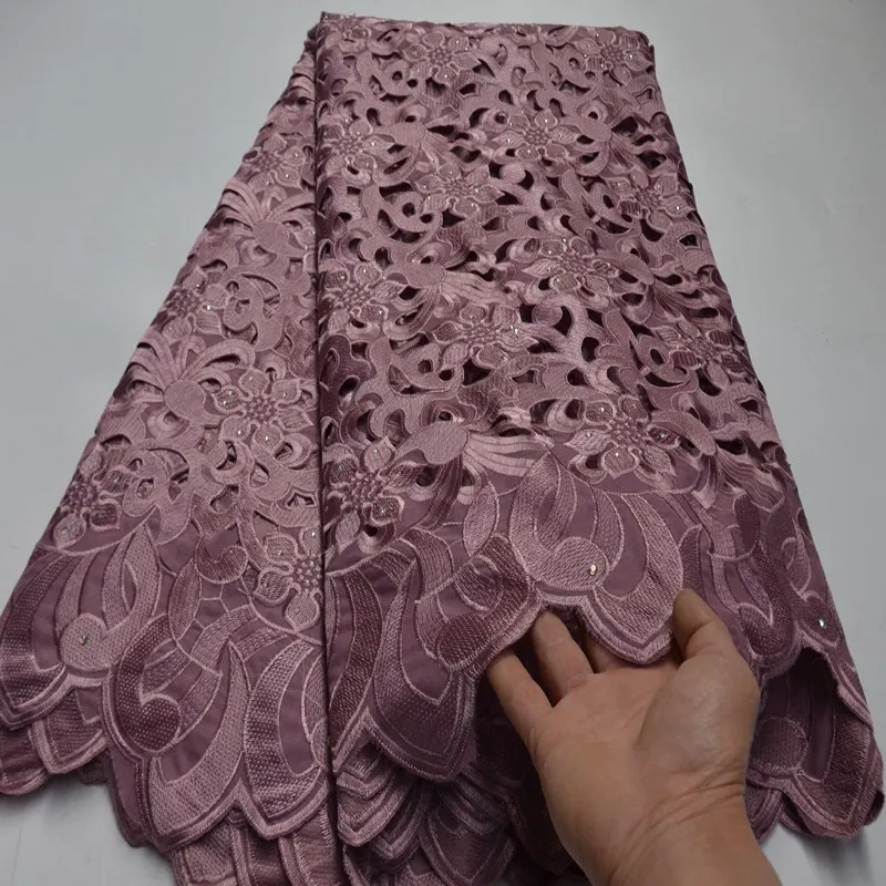 African 100% Cotton Handcut Lace Fabric High Quality Lace Material In Switzerland Embroider SwisS Fabric Party TS9732