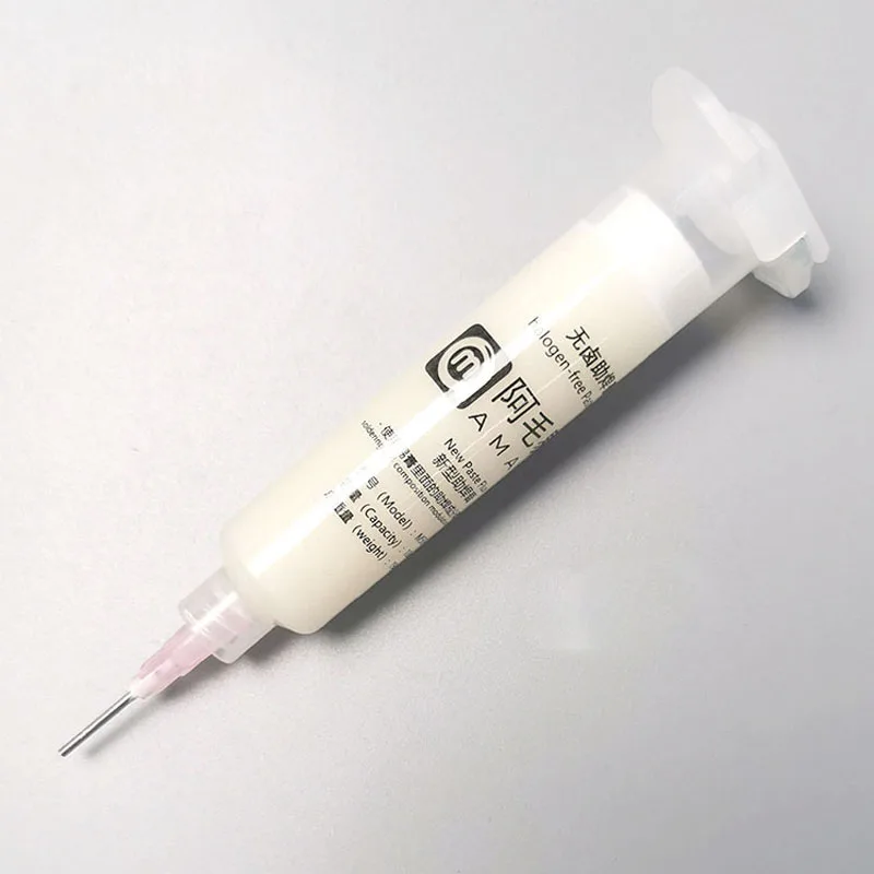AMAOE M52 M50 With Pusher Barrel Halogen-free Flux Paste Set No-clean Flux Mobile Phone Repair BGA Multi-purpose White Flux Oil