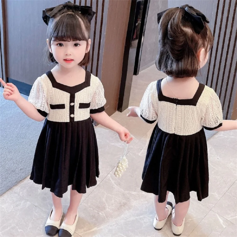 

Elegant Princess Party Costumes Patchwork Dress Summer Girls Clothes Kids Casual Outfits Baby Lovely Suits