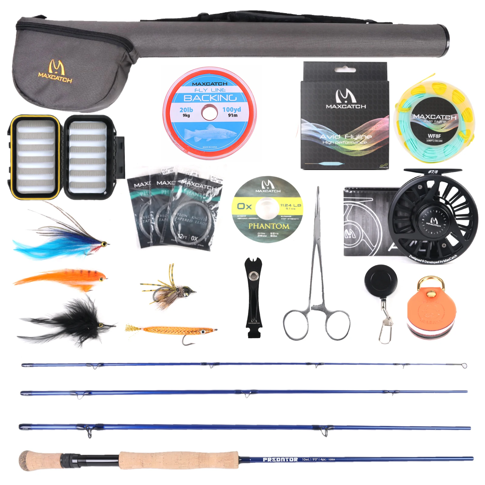 Maximumcatch Maxcatch Saltwater Fly Fishing Full Kit Fly Fishing Rod 8-12wt CNC-machined Aluminum Fly Reel