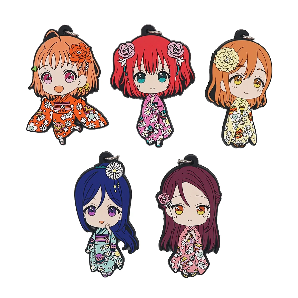 Love Live Lovelive Sunshine Aqours Anime Hanamaru Ruby Riko Kanan Kimono Rubber Keychain