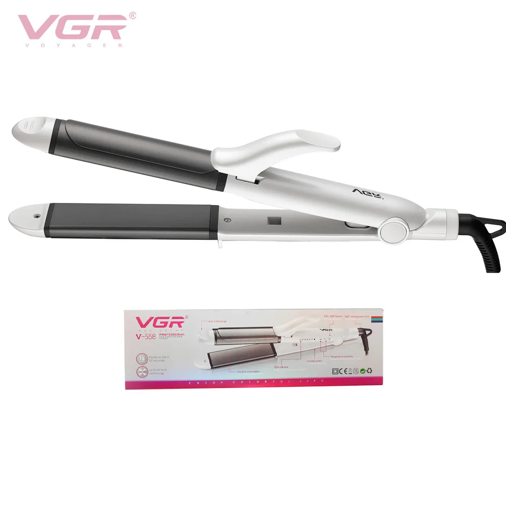 VGR 558 Hair Curler Straightener Flat Iron Magic Personal Care Professional Salon Comb Brush Lron Tong Digital Hot Sale Fashion