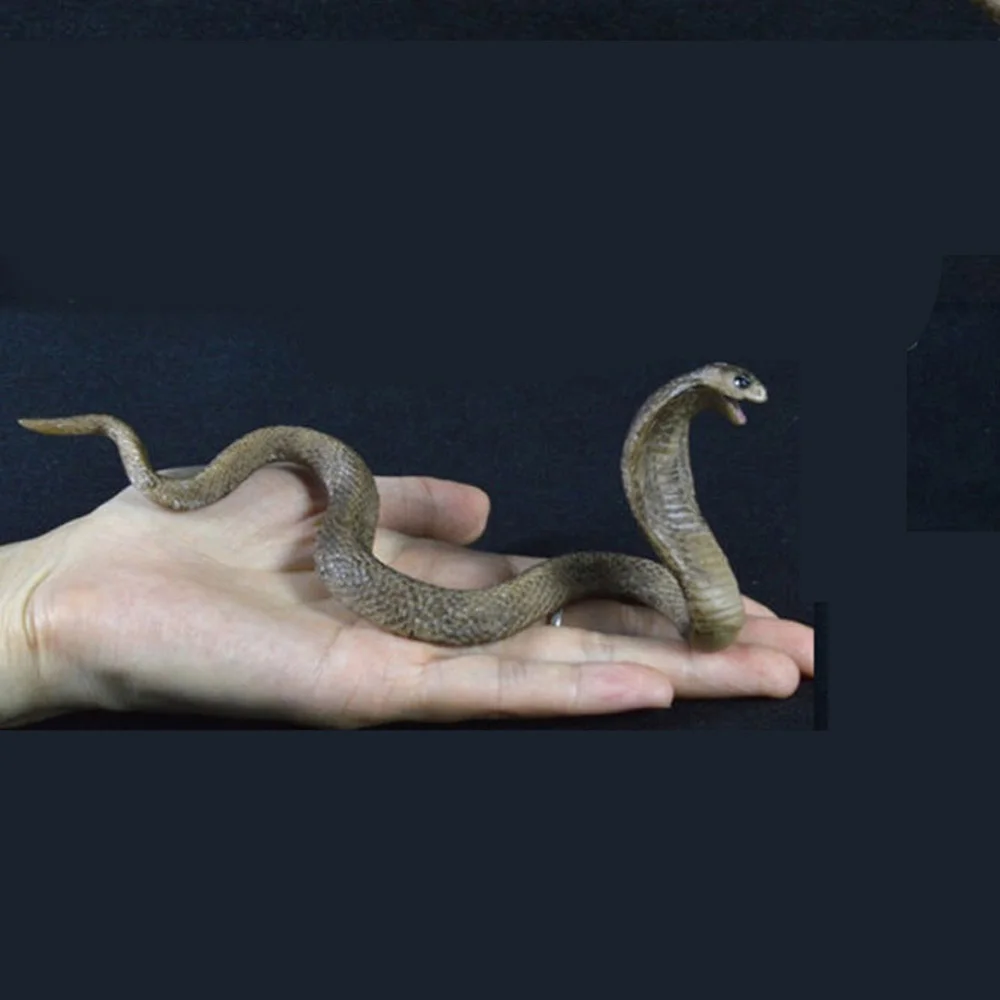 17cm Realistic Cobra Snake Replica Animal Model Solid PVC Figure Kids Toy Gift Lifelike Shapes For Trick